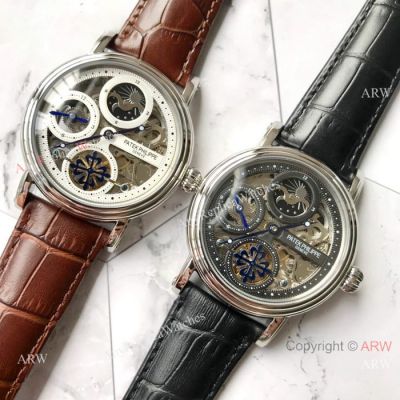 2019 Patek Philippe Skeleton Replica Watch with Moonphase